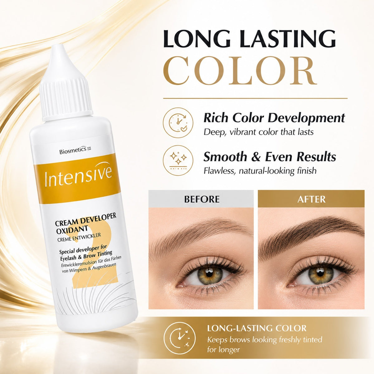Eyelash & Eyebrow Tint Kit with Cream Developer - Natural & Long-Lasting Color