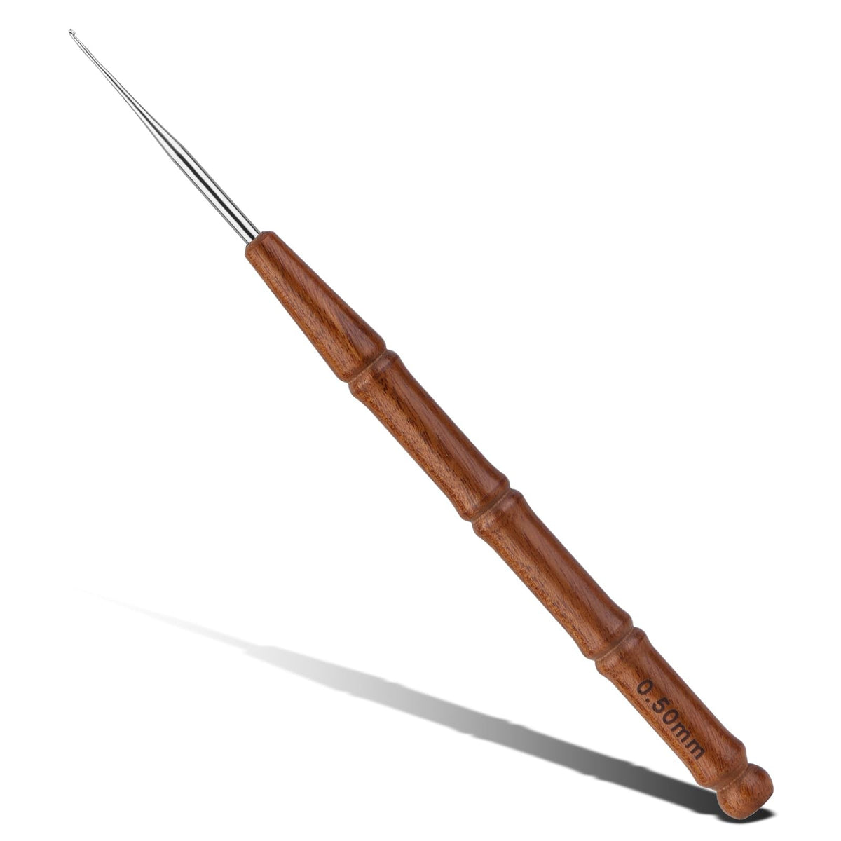 0.5mm Ergonomic Wooden Handle Crochet Hook for Fine Thread Lace Craft