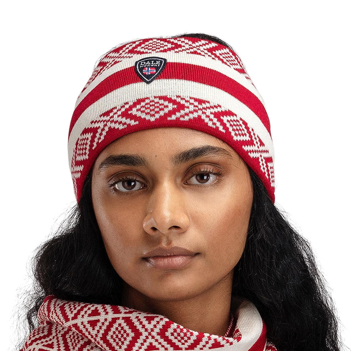 Merino Wool Headband for Cold Weather - Nordic Fair Isle Pattern, One Size