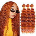 Human Hair Bundles 28 30 32 Inch Ginger Orange Deep Wave 150g