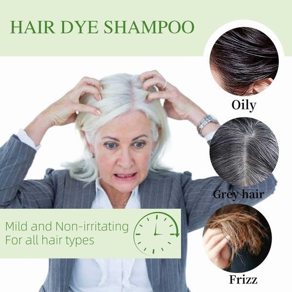 Herbal 3-in-1 Hair Dye Shampoo for Gray Hair Coverage, Nourishing & Easy to Use