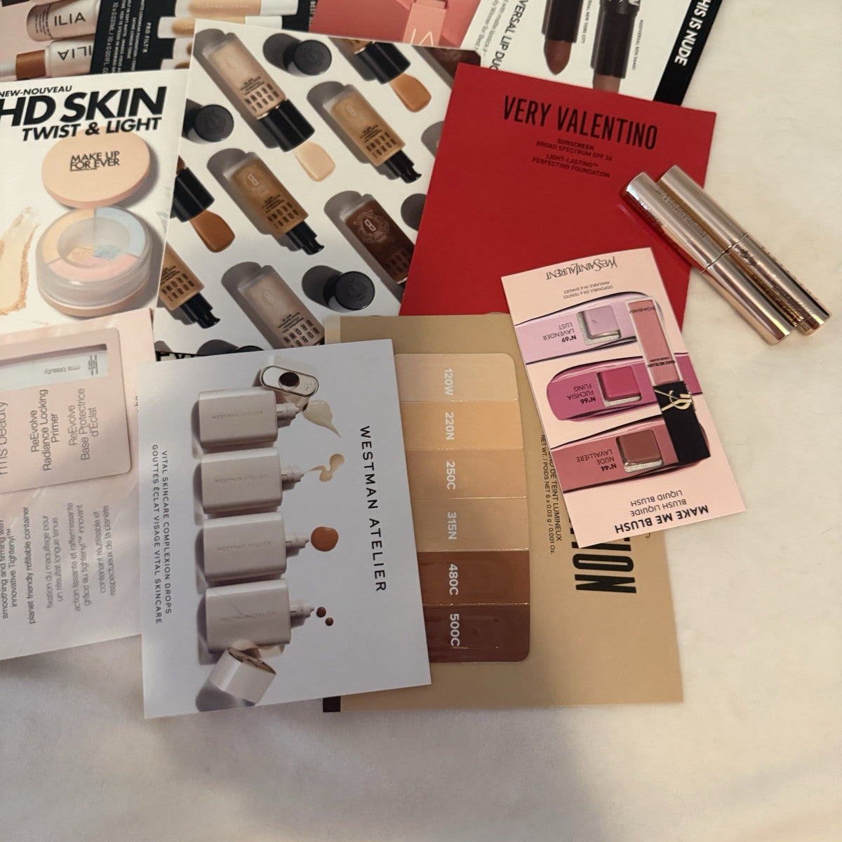 Makeup Foundation Sampler Lot – 19 Pcs Including Brow Gel (Sephora, Fenty, Anastasia)