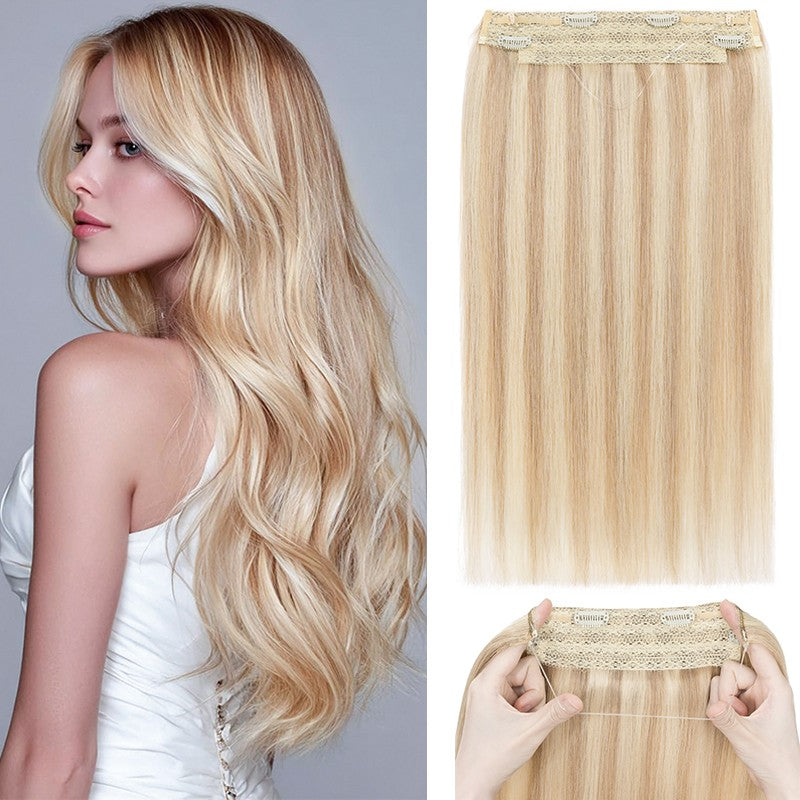 Remy Human Hair Clip-In Extensions with Invisible Wire & Clips - Thick, Natural Look