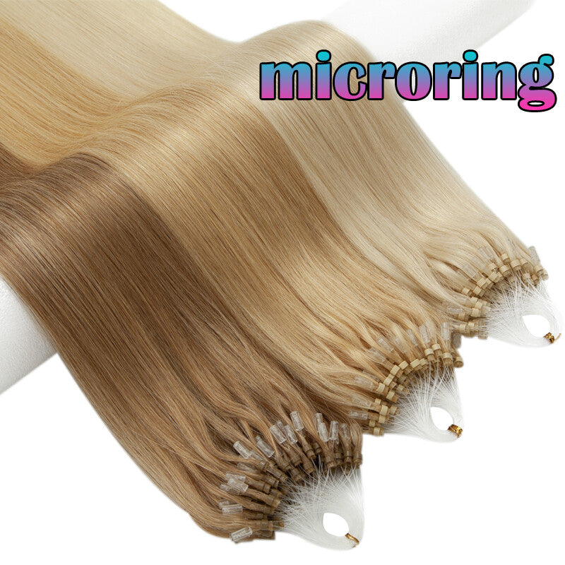 Human Hair Extensions Micro Loop Rings Full Head Set 16-22 Inch Multiple Colors & Weights