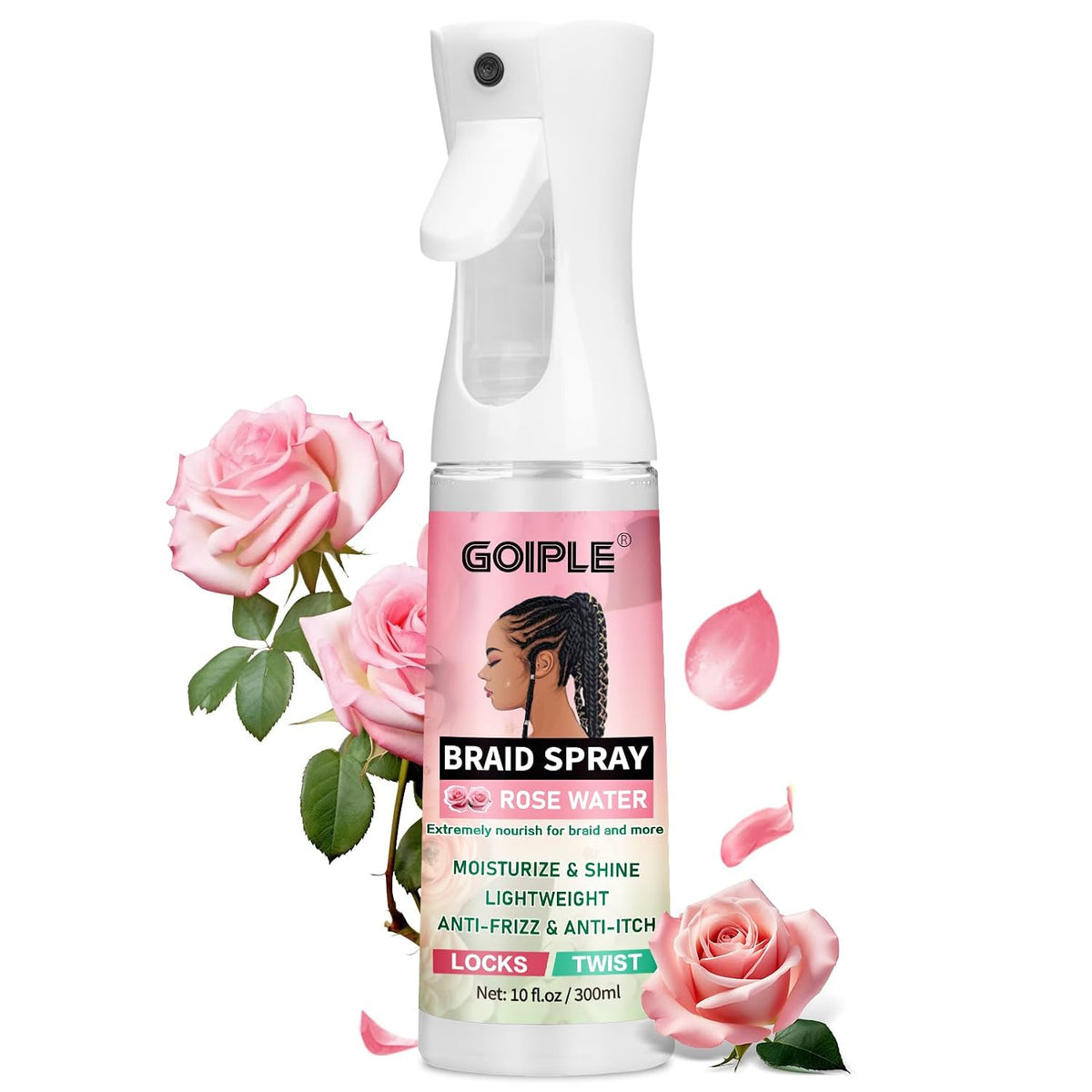 10 Fl Oz Rose Water Braid Spray for Dreads & Locs Hydrating Hair Mist