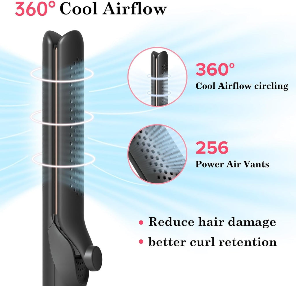 2-in-1 Hair Straightener and Curling Wand with Airflow System for Women