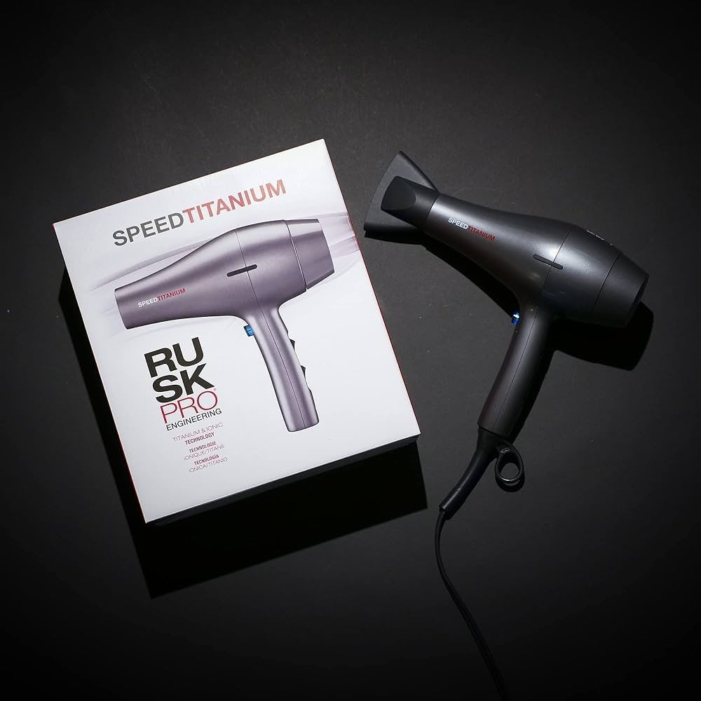 RUSK PRO Speed Titanium Hair Dryer with Ionic Generator & Diffuser
