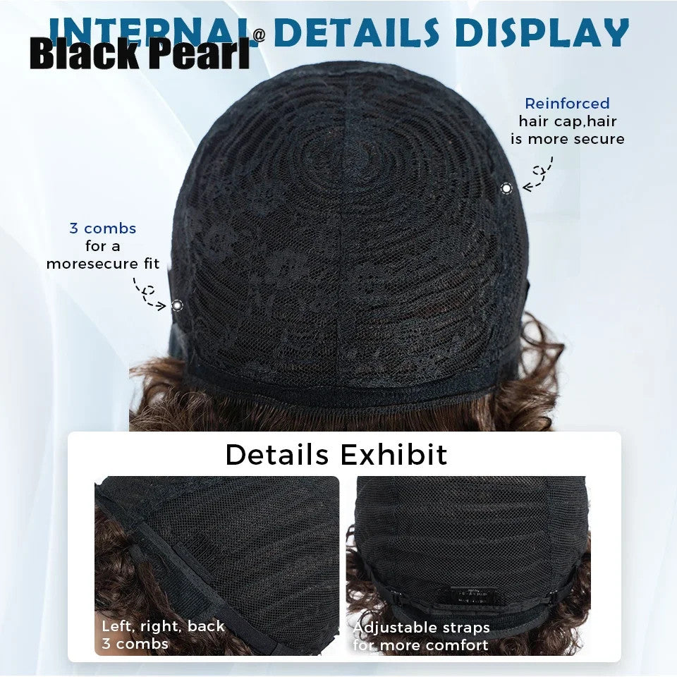 Brazilian Afro Puff Pixie Bob Wig for Women - Natural Brown Human Hair