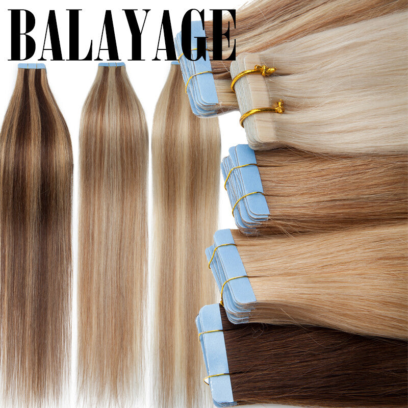 Remy Human Hair Tape-In Extensions Full Head 40pcs - Various Lengths & Colors