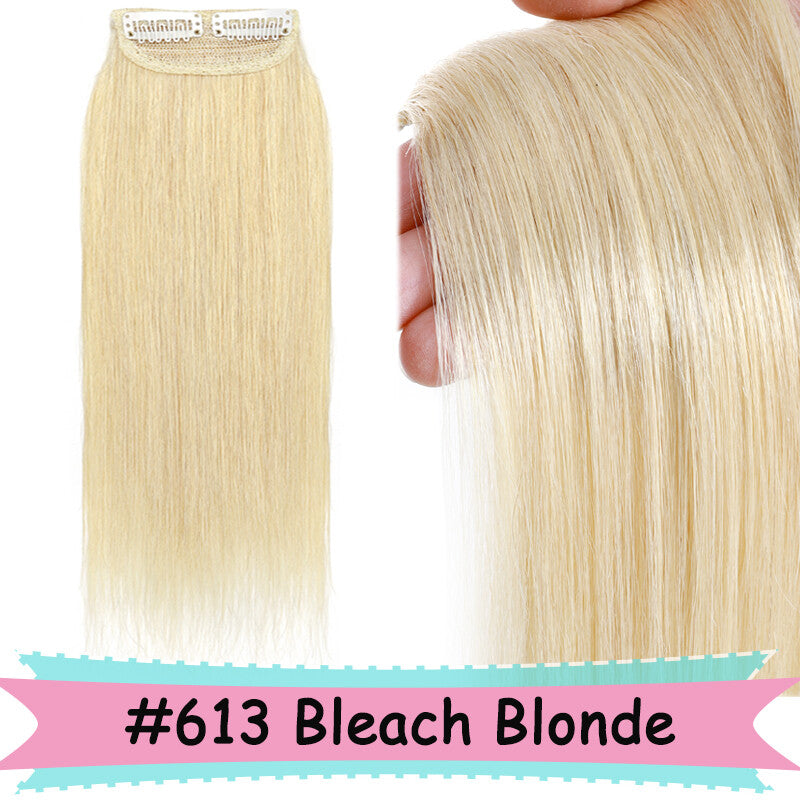 V Shape Clip-In Human Hair Extensions Full Head - Blonde, Remy Virgin