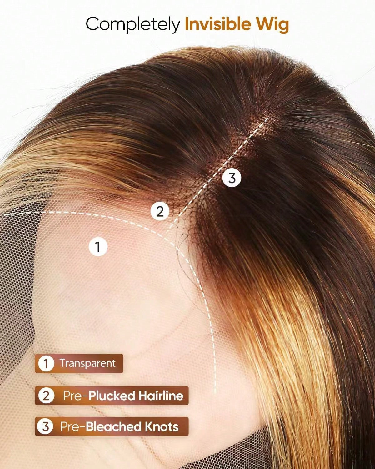 Honey Blonde 13x4 Transparent Lace Wig with Natural Hairline - Unbranded