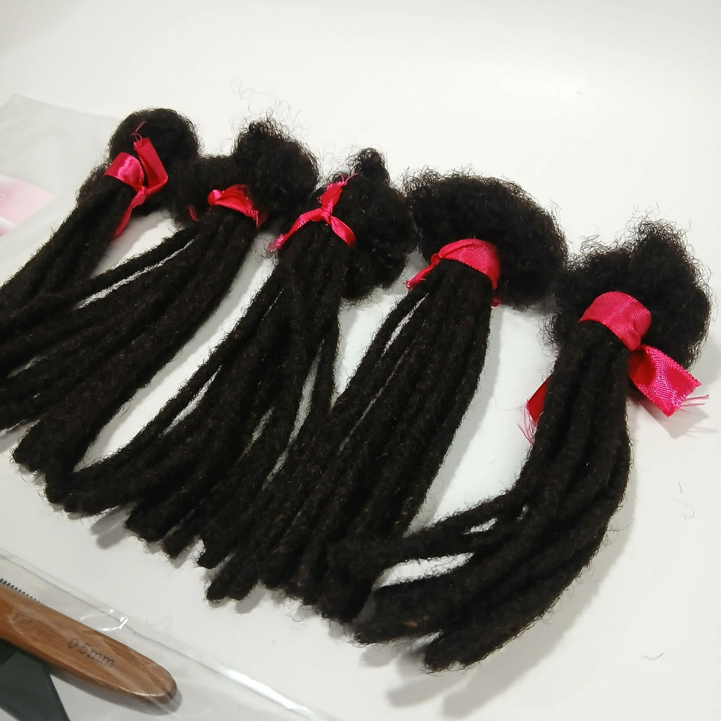 Human Hair Dreadlock Extensions 50 Strands 6 Inch 1B Natural Black