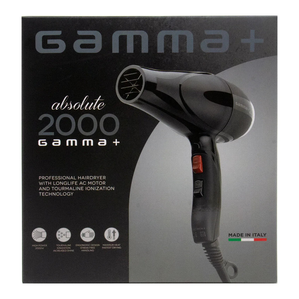 Professional 2000W Hair Dryer with Tourmaline Ionic Technology - Black