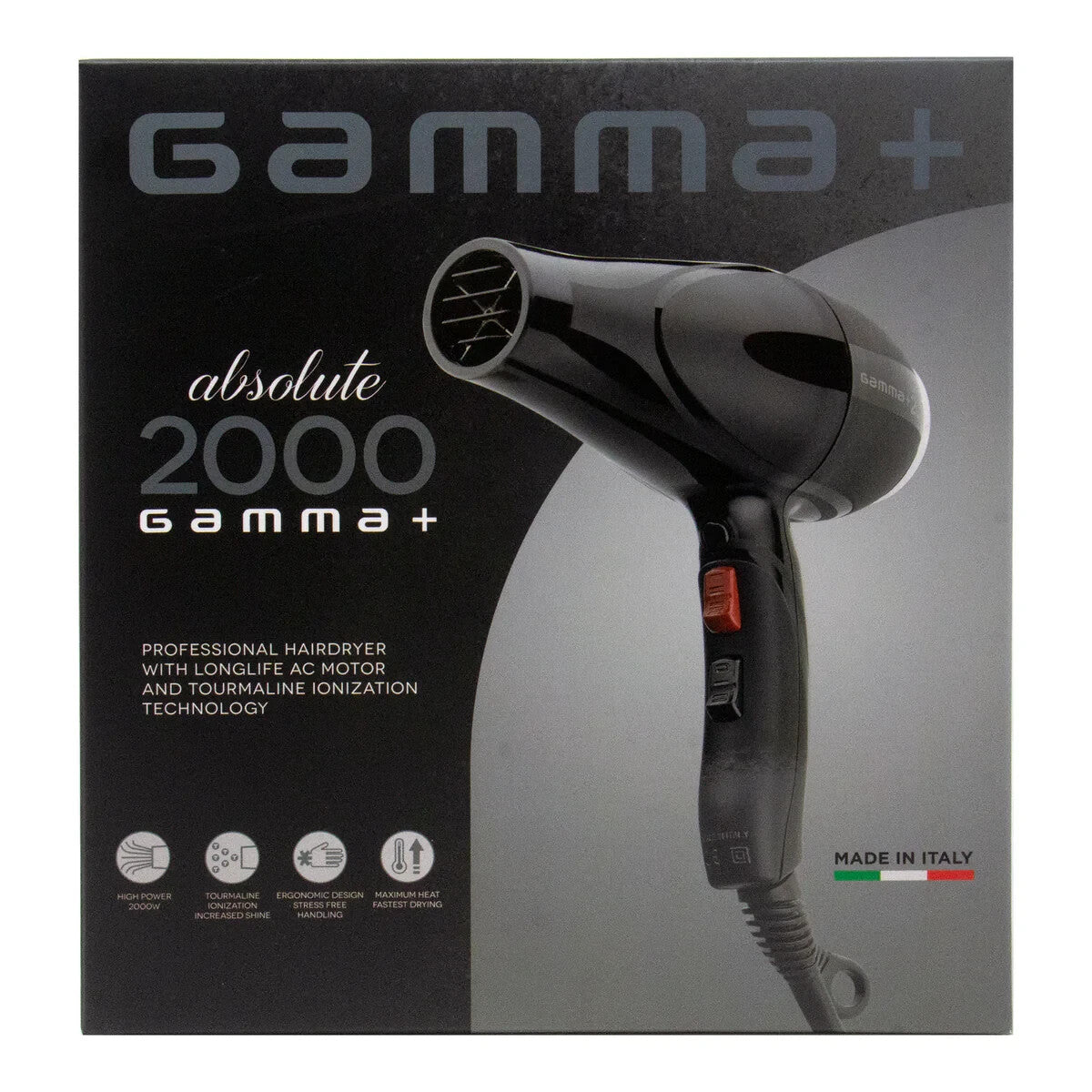Professional 2000W Hair Dryer with Tourmaline Ionic Technology - Black