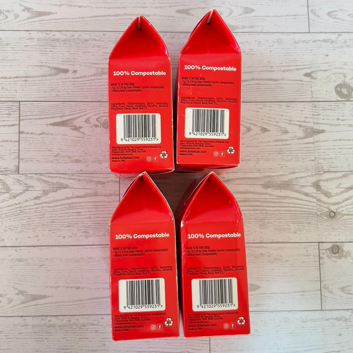 4-Pack Red Hair Color Powder Concentrate - Zero Waste Hair Dye Kit