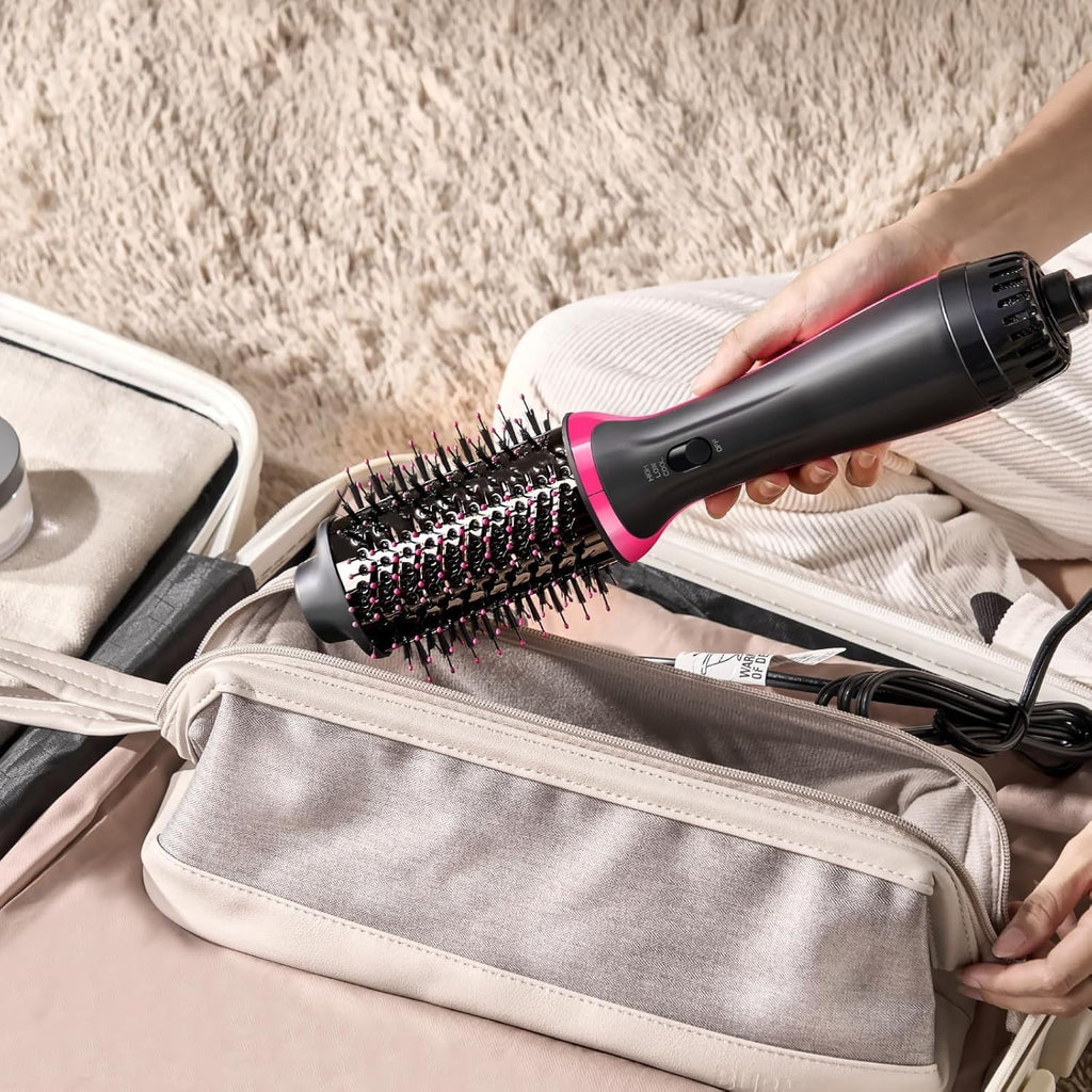 Dual Voltage Hair Dryer Brush for European Travel with 2.4'' Ceramic Barrel and Ionic Technology