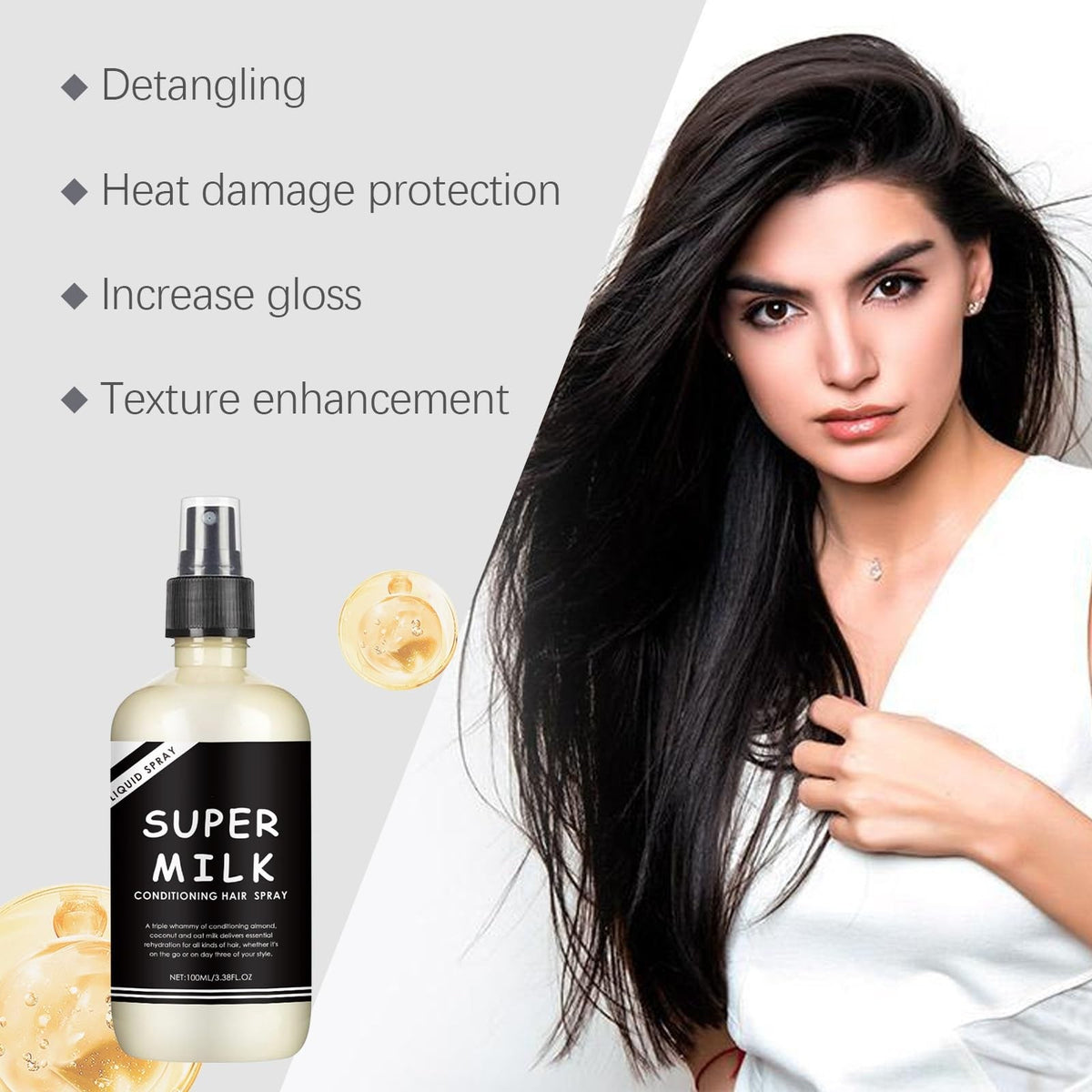 Leave-In Hair Conditioner Spray for Detangling & Moisturizing - 2 Pack