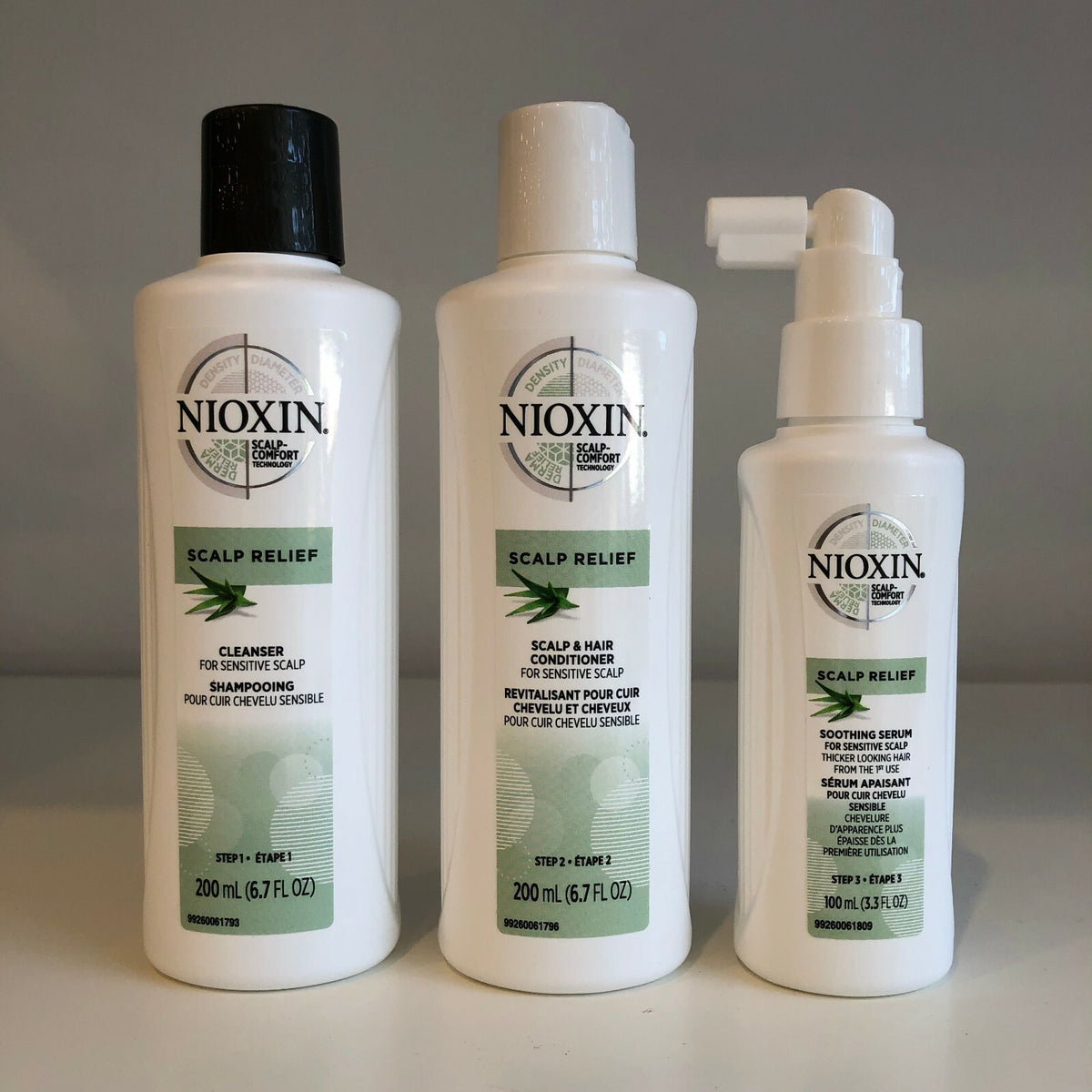Nioxin Scalp Relief Shampoo Conditioner Serum Set for Sensitive Dry Scalp