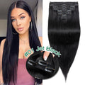 Remy Clip-In Hair Extensions Full Head Set - Blonde, Brown, Black, Wavy & Straight