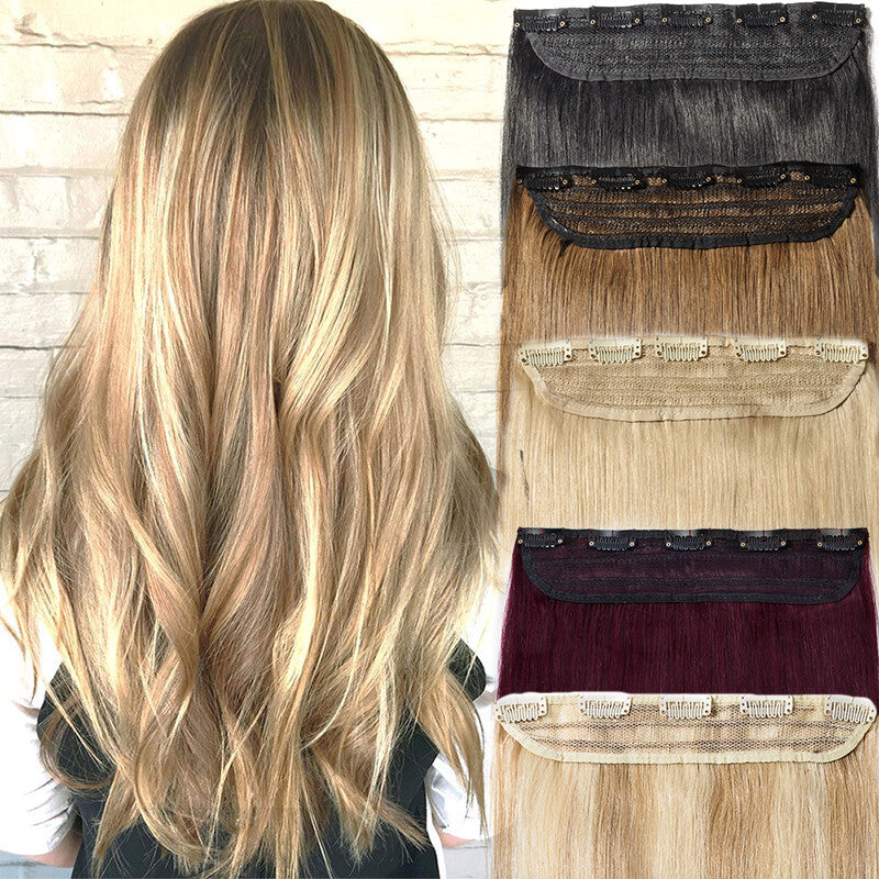 Remy Human Hair Extensions Full Head Clip-In Hairpiece - Natural & Highlight Options
