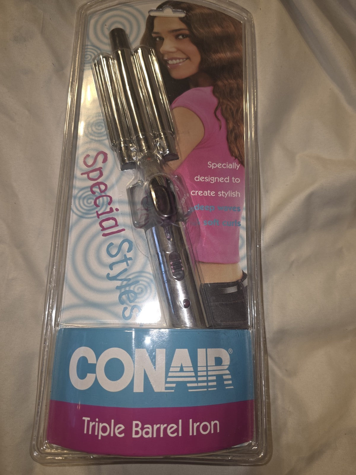 Vintage NOS Conair Triple Barrel Hair Iron Model SB3CS - 2002