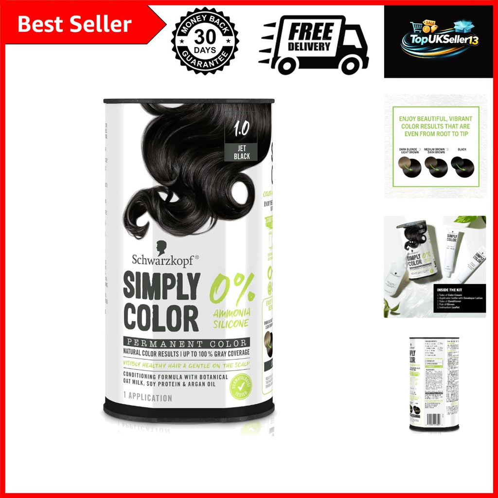 Jet Black Permanent Hair Dye Cream - Natural Finish, Gray Cover, Gentle Formula