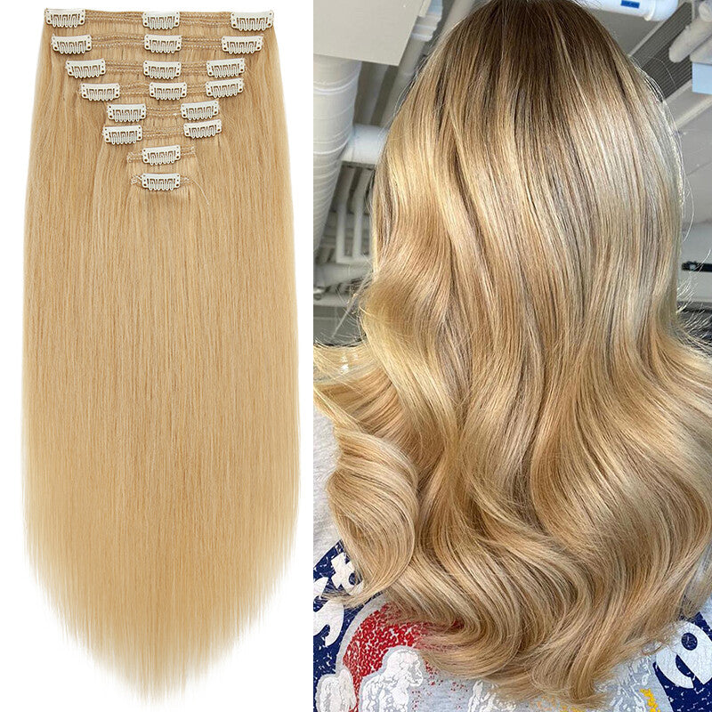 Double Weft Clip-In Hair Extensions - Remy Human Hair Ombre Full Head Set