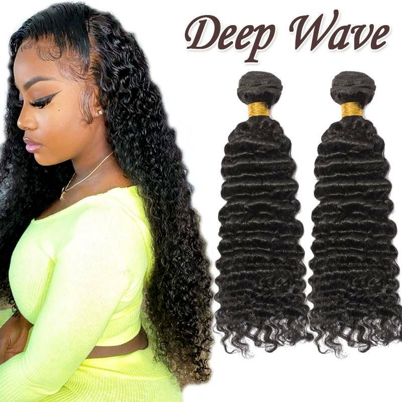 Deep Wave & Kinky Curly Human Hair Extensions - Virgin Weave, Unprocessed, 8-30 inch