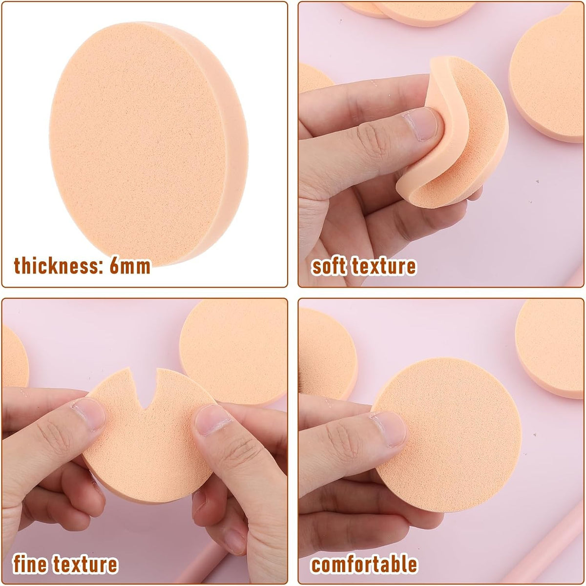 12 Pcs Round Makeup Sponges & Powder Puffs for Foundation & Powder Application