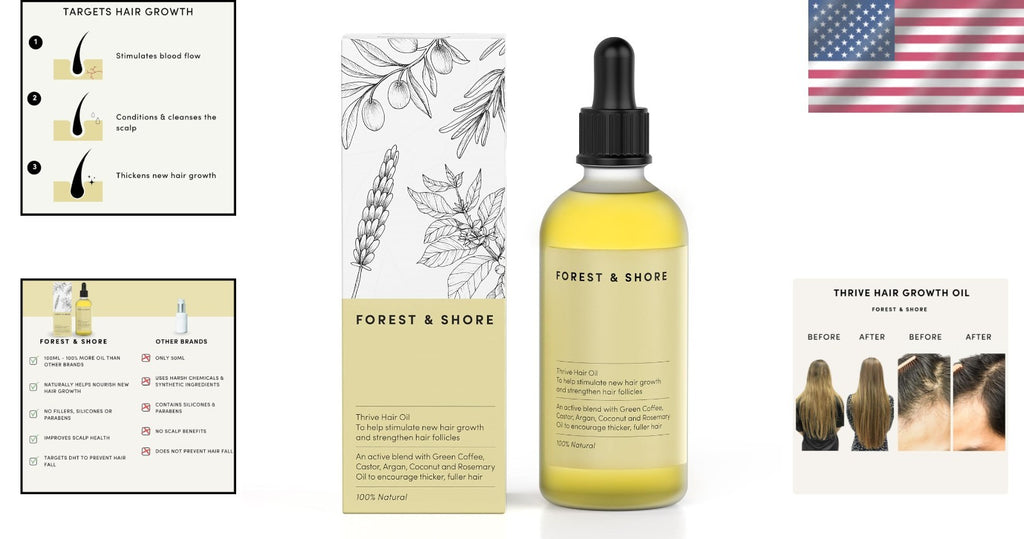 Natural Hair Growth Oil with Rosemary & Biotin for Thicker, Stronger Hair