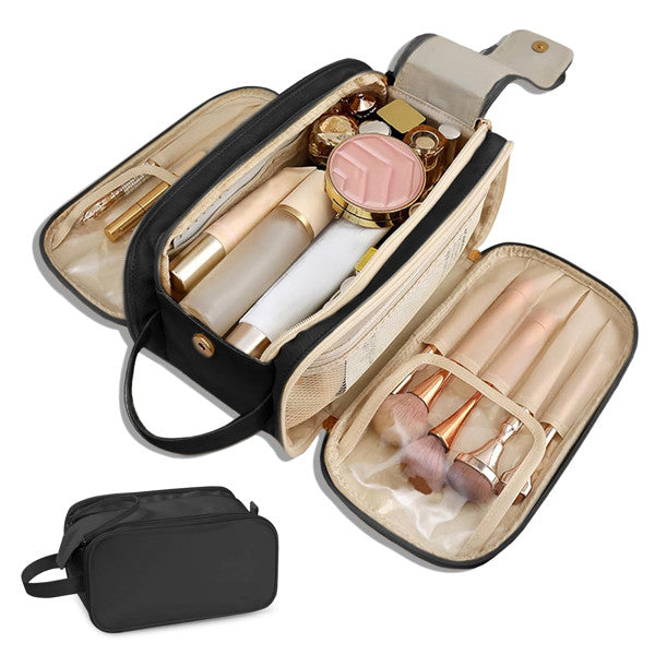 Large Capacity Travel Cosmetic Organizer with Waterproof PU Leather
