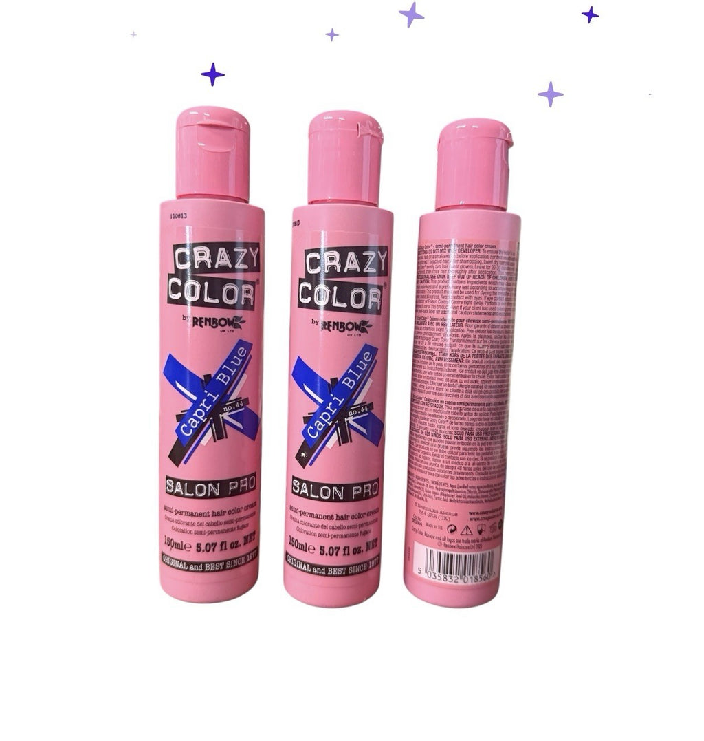 Semi Permanent Hair Color Cream Capri Blue 3 Pack 150ml - Vibrant Hair Dye