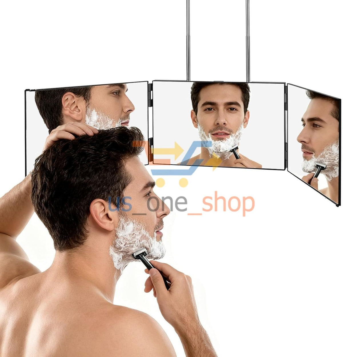 3-Way Foldable Mirror for Self Hair Cutting and Grooming - Portable HD Glass