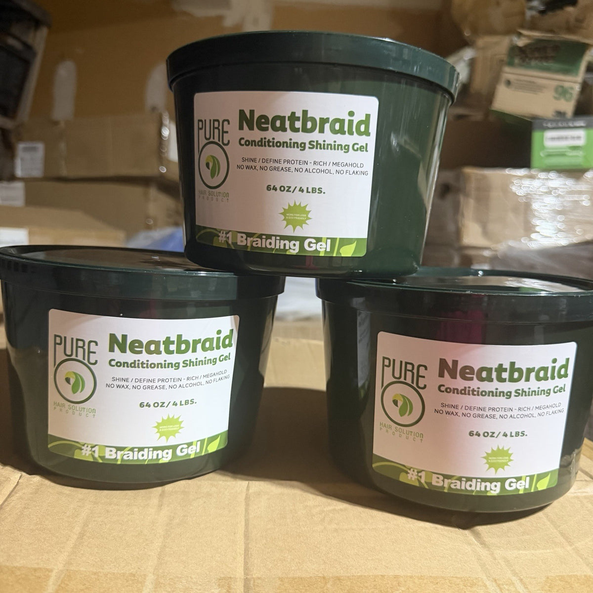 Pure Neatbraid Conditioning Hair Gel 64 oz Mega Hold Shine Alcohol-Free