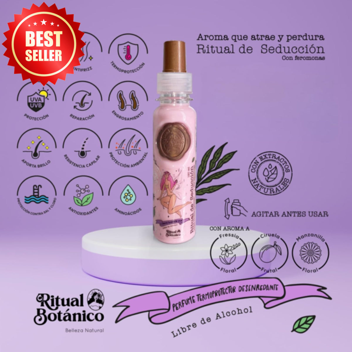 Heat Protectant Hair Perfume Spray with Frizz Control 120ml - Floral Scent
