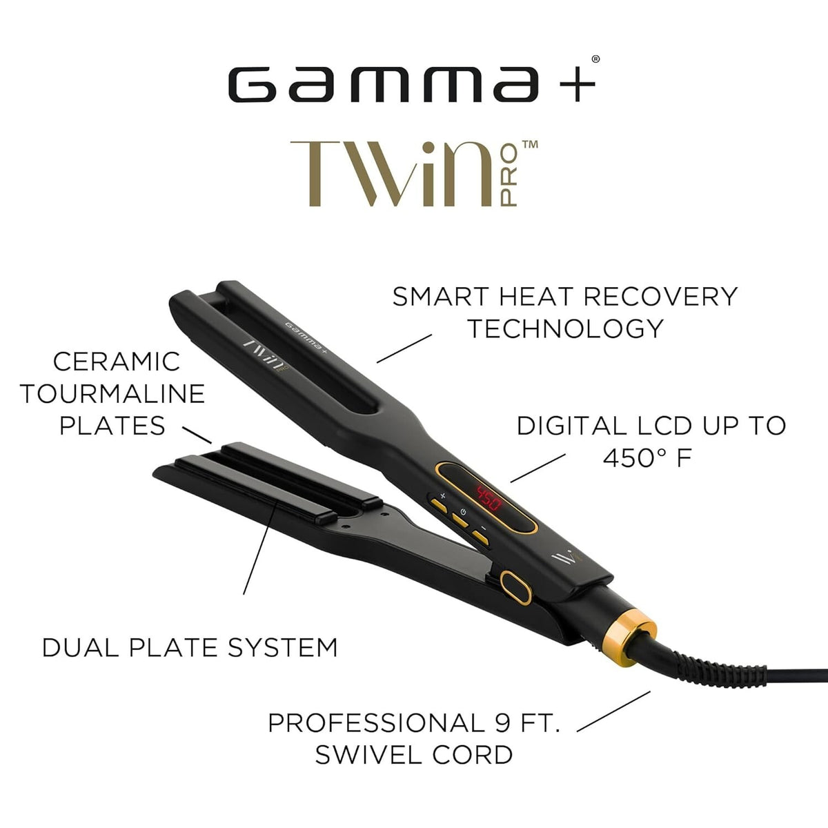 Gamma+ Twin Flat Iron Styler with Digital Temperature Control