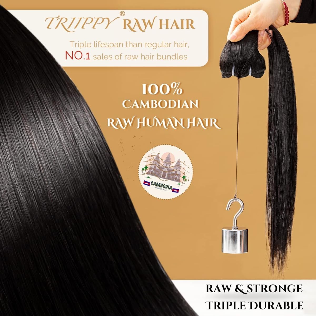16 Inch 100% Raw Cambodian Human Hair Single Bundle - Straight & Durable