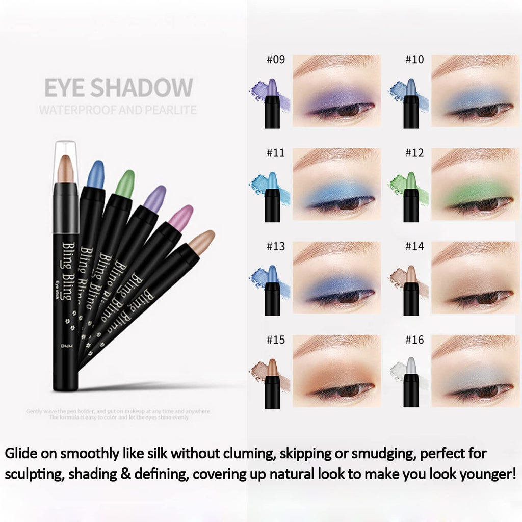 Joyeee Multichrome Eyeshadow Sticks Set – 16 Colour Waterproof Glitter Eye Makeup