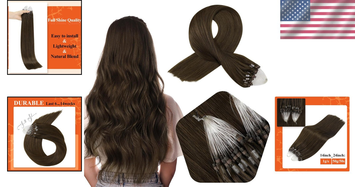 16-Inch Human Hair Extensions Dark Brown Seamless Volume Boost