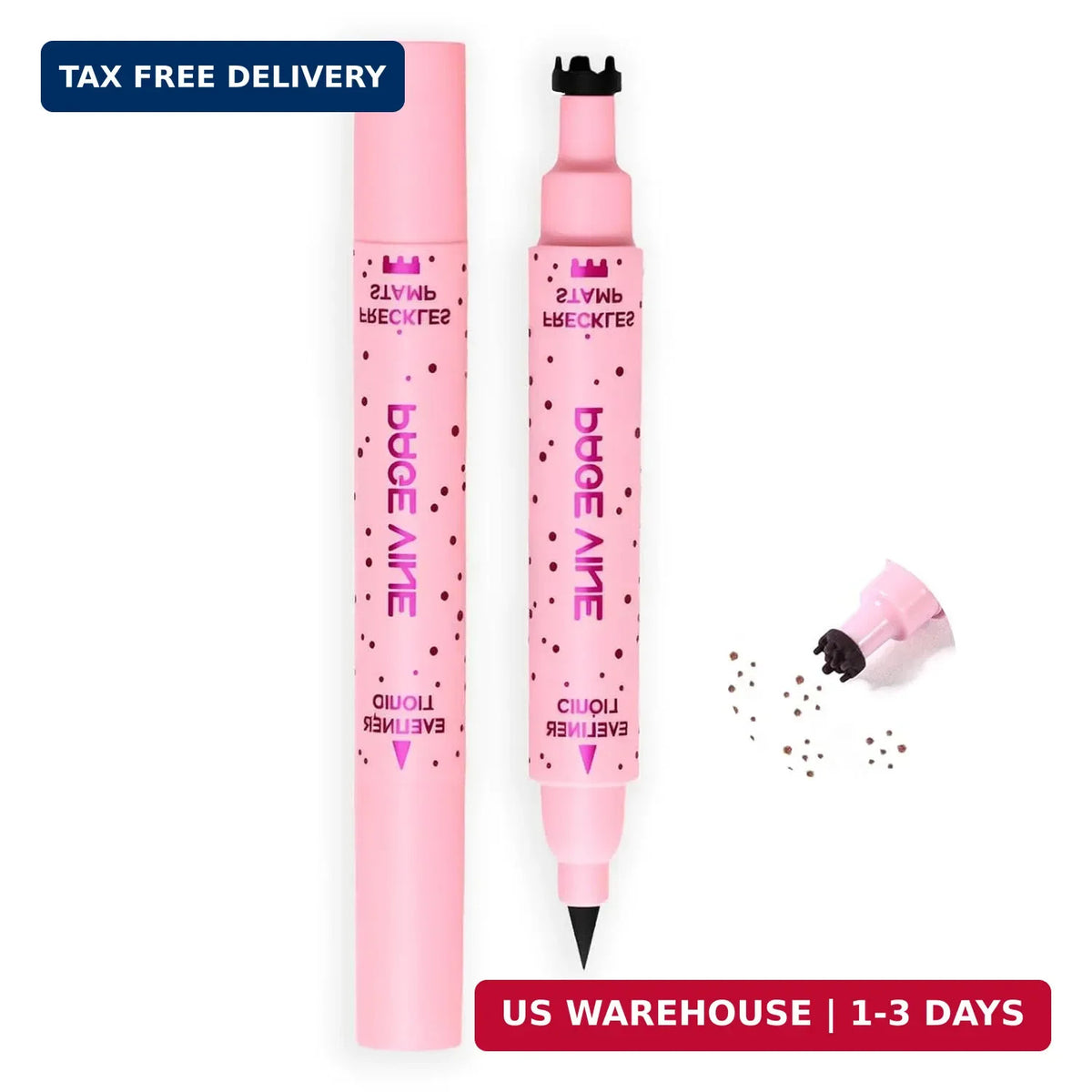 2-in-1 Fake Freckles Pen Stamp & Black Liquid Eyeliner Kit for Natural Makeup