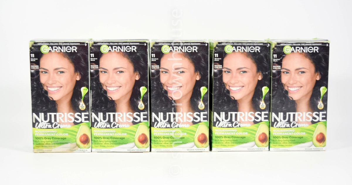 Garnier Nutrisse Ultra Creme Hair Color #11 Peppercorn Blackest Black - 5 Kits