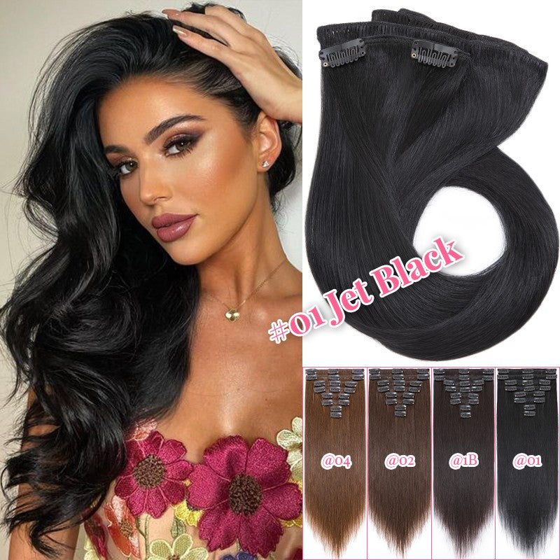 Clip-In Hair Extensions Full Head Set - Remy Human Hair Balayage 8 Pieces