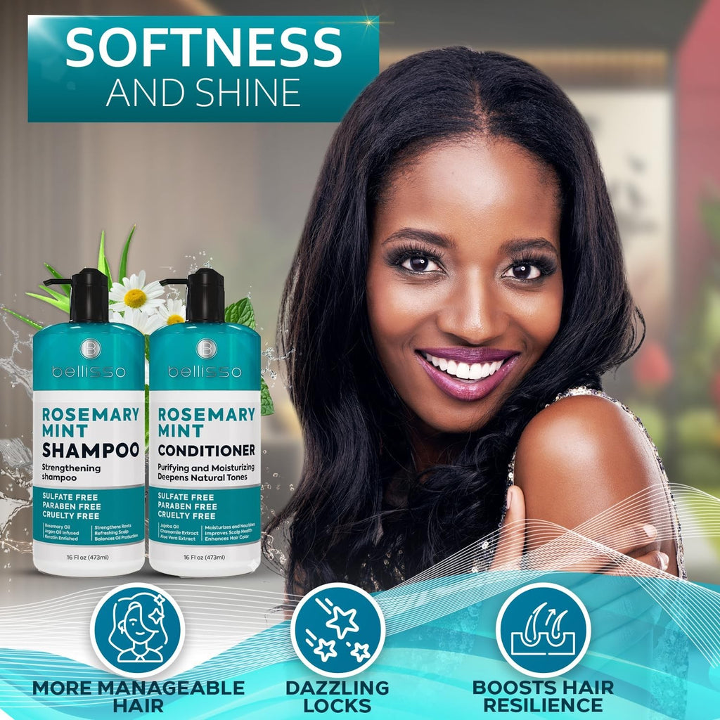 Rosemary & Peppermint Volumizing Shampoo & Conditioner Set for Thinning Hair