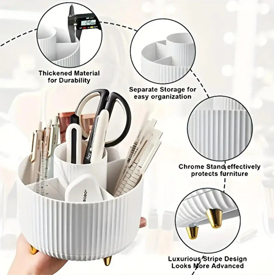 Rotating Makeup Organizer with 5 Compartments - 360° Plastic Cosmetic Holder
