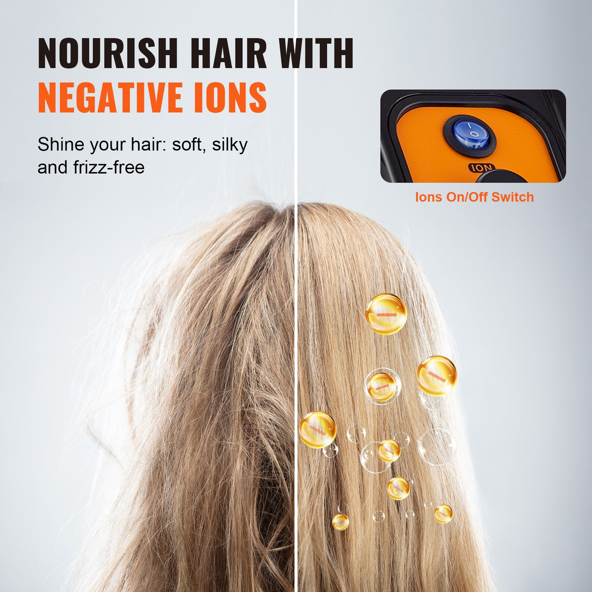 Ionic Hooded Hair Dryer 1875W with Negative Ion Technology, 9 Settings & Adjustable Height