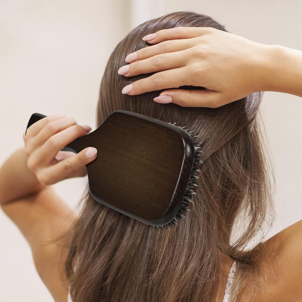 Boar Bristle Hair Brush Set for Detangling & Shine - All Hair Types