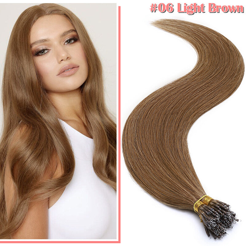 Thick Nano Ring Hair Extensions - Micro Loop Beads, Real Remy Human Hair