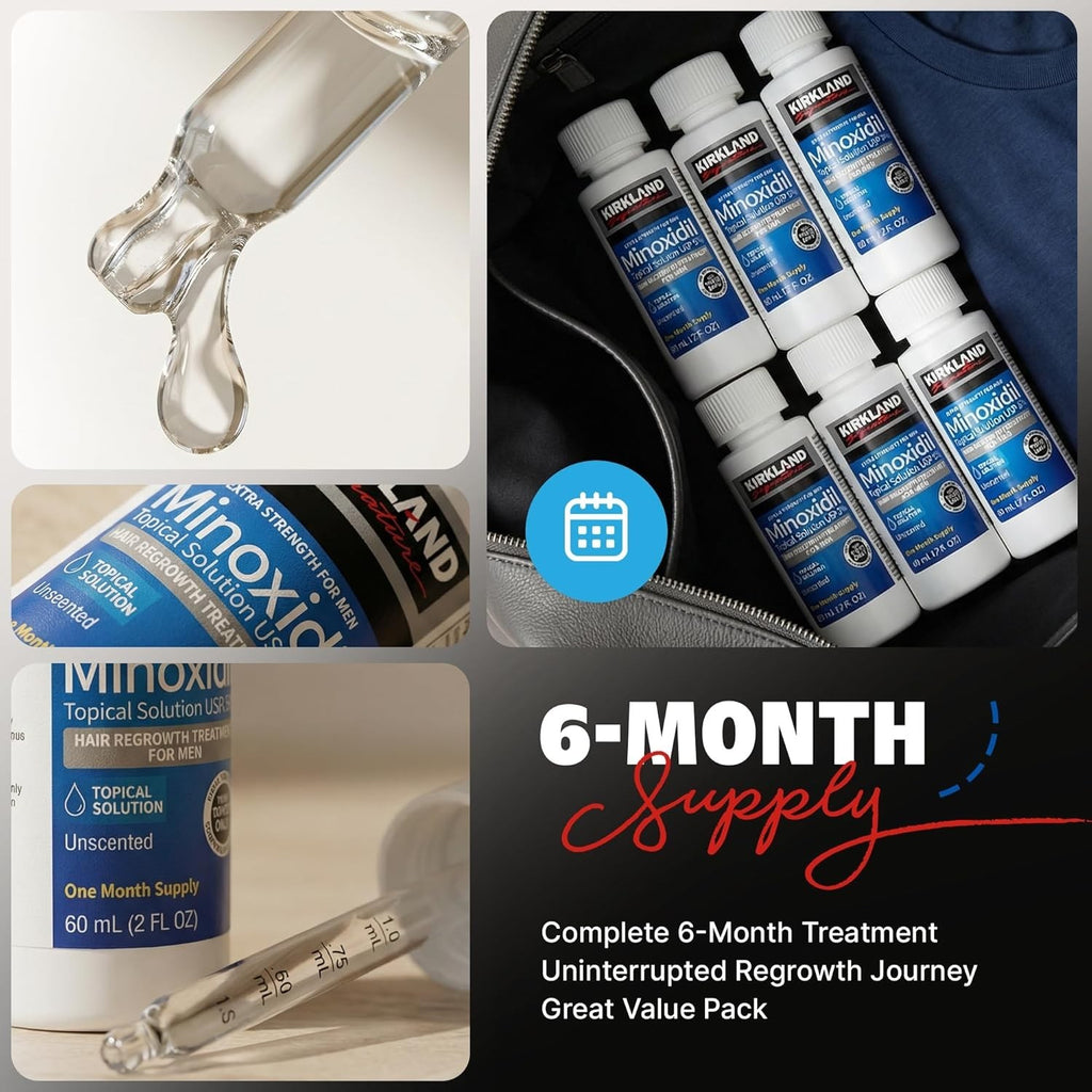 Hair Regrowth Treatment for Men - Minoxidil 5% Solution, 6 Month Supply