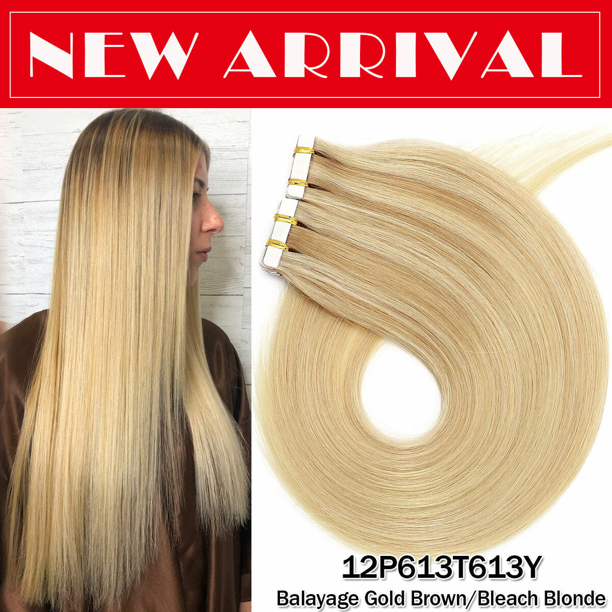 Russian Tape-In Human Hair Extensions - 100% Remy Body Wave, Multiple Colors & Lengths