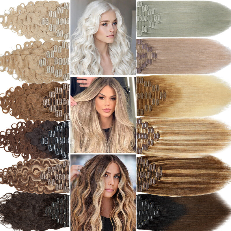 Thick Clip-In Remy Human Hair Extensions - Full Head, Long & Double Weft